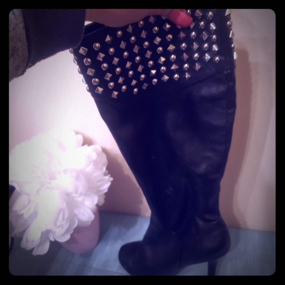 BCBG tall black knee high boots 8